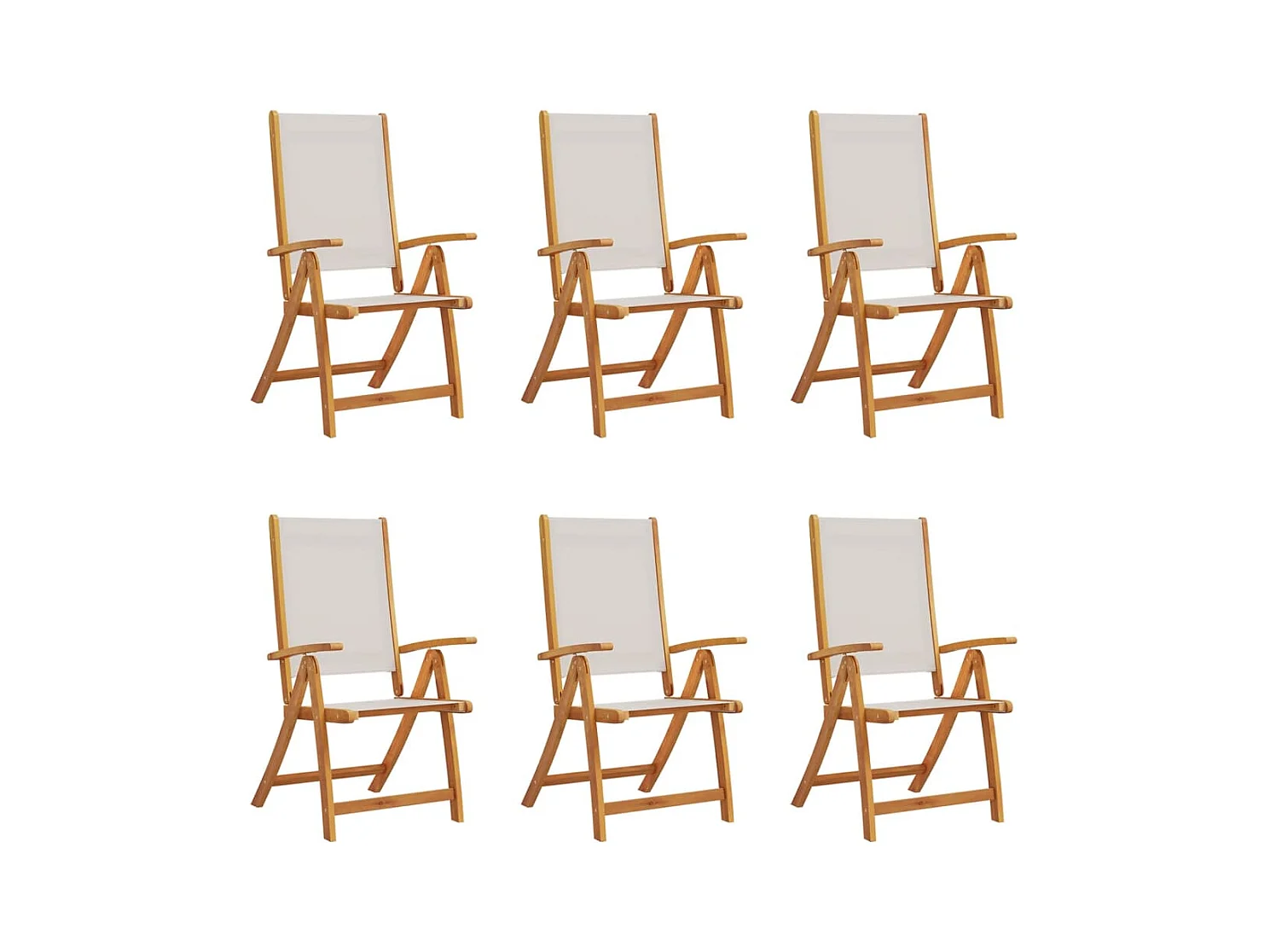 Opvouwbare tuinstoelen set van 6 acaciahout en textiel