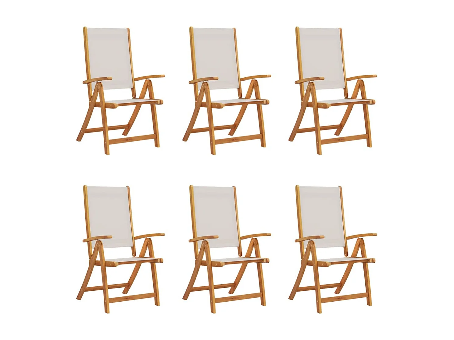 Chaises pliables de jardin lot de 6 bois d'acacia et textilène