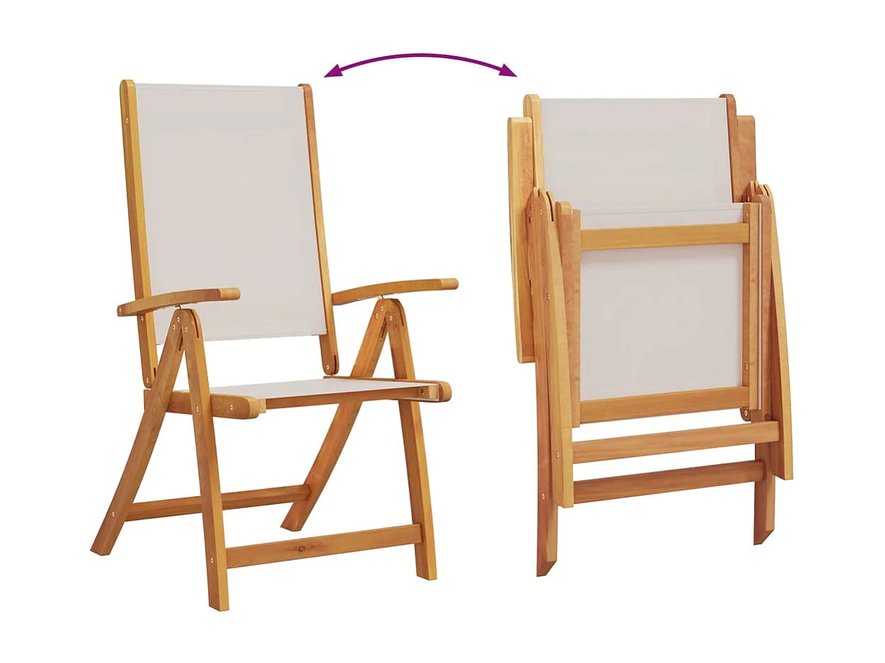 Chaises pliables de jardin lot de 6 bois d'acacia et textilène