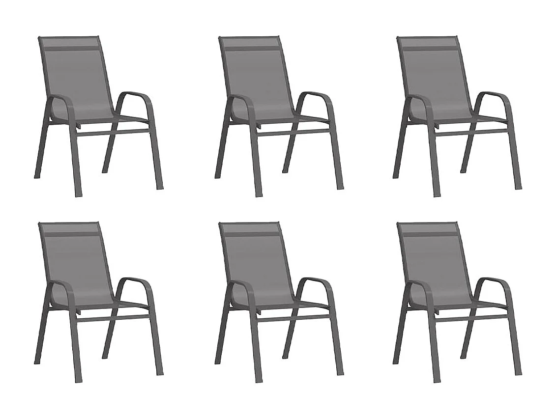 Chaises empilables de jardin lot de 6 Gris Tissu textilène