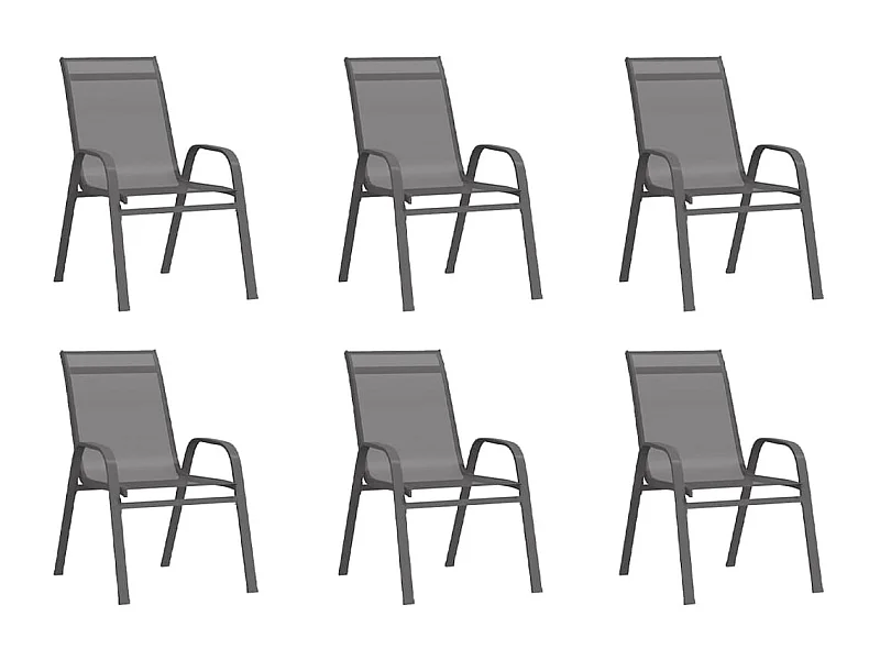 Chaises empilables de jardin lot de 6 Gris Tissu textilène