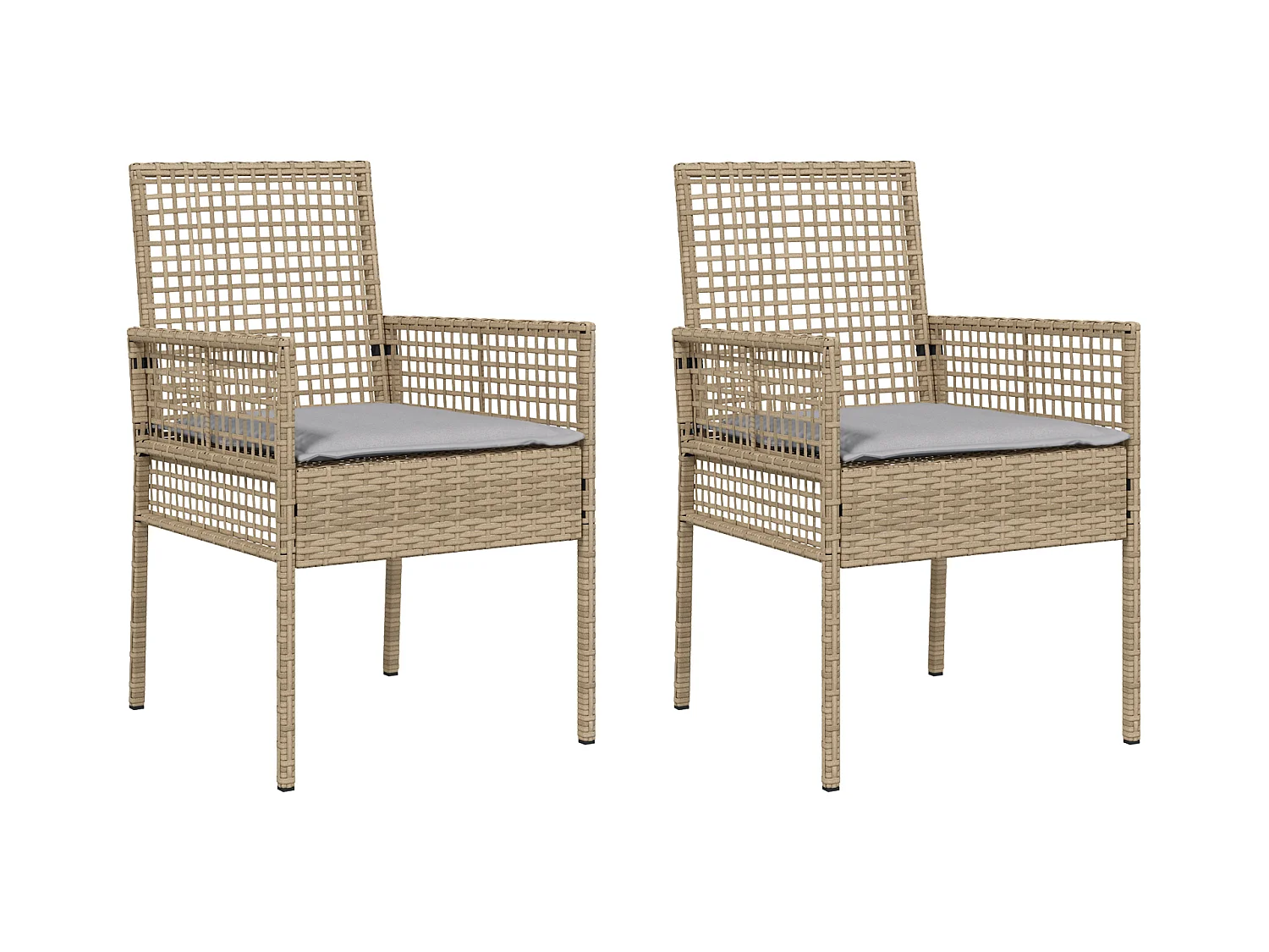 sedie da giardino con cuscini beige in polyrattan