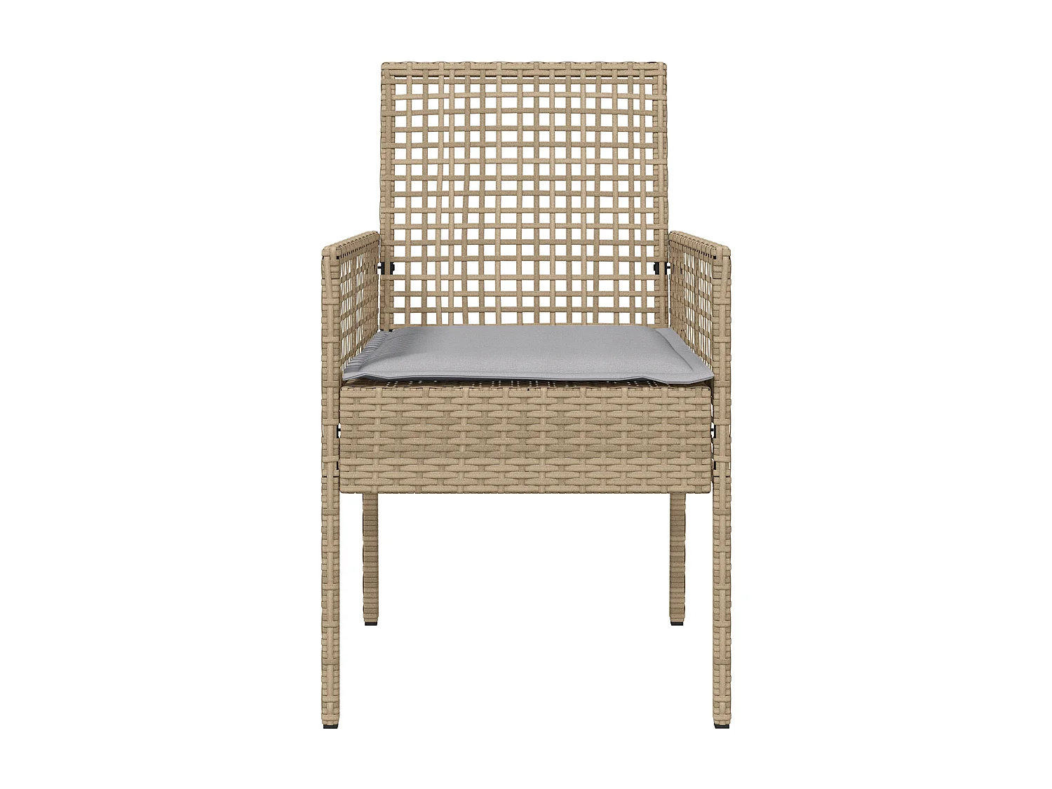 Chaises de jardin 2 pcs avec coussins beige en poly rotin