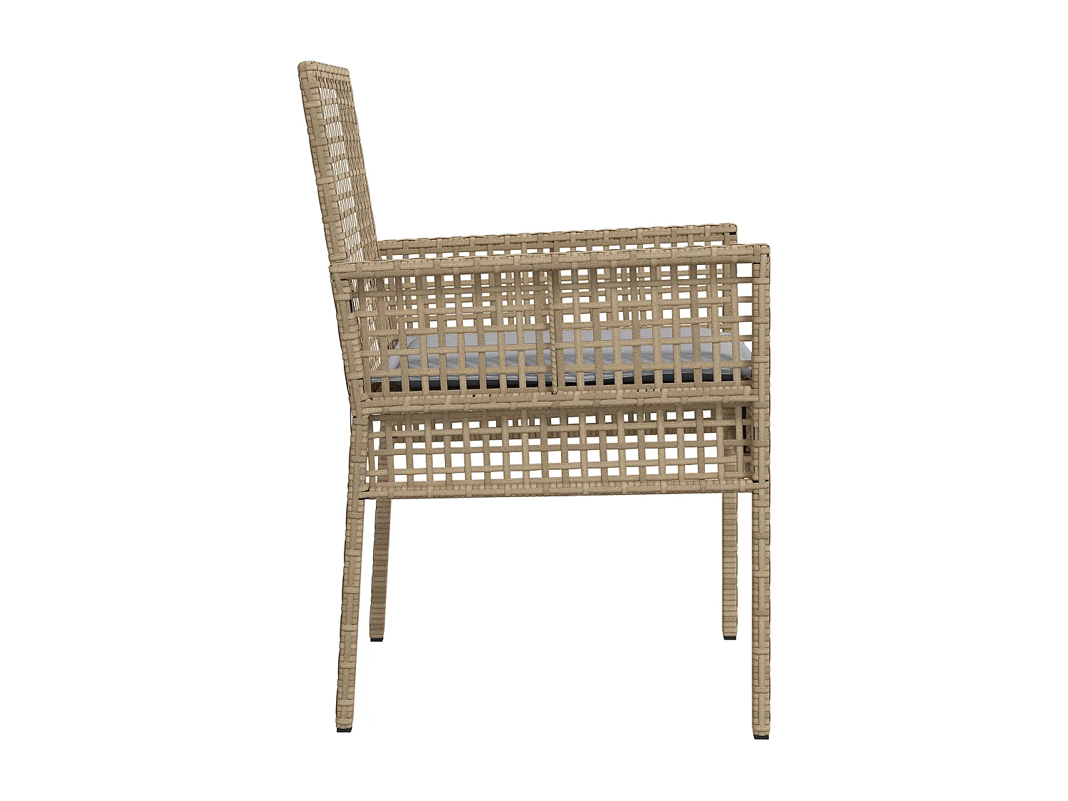 Chaises de jardin 2 pcs avec coussins beige en poly rotin