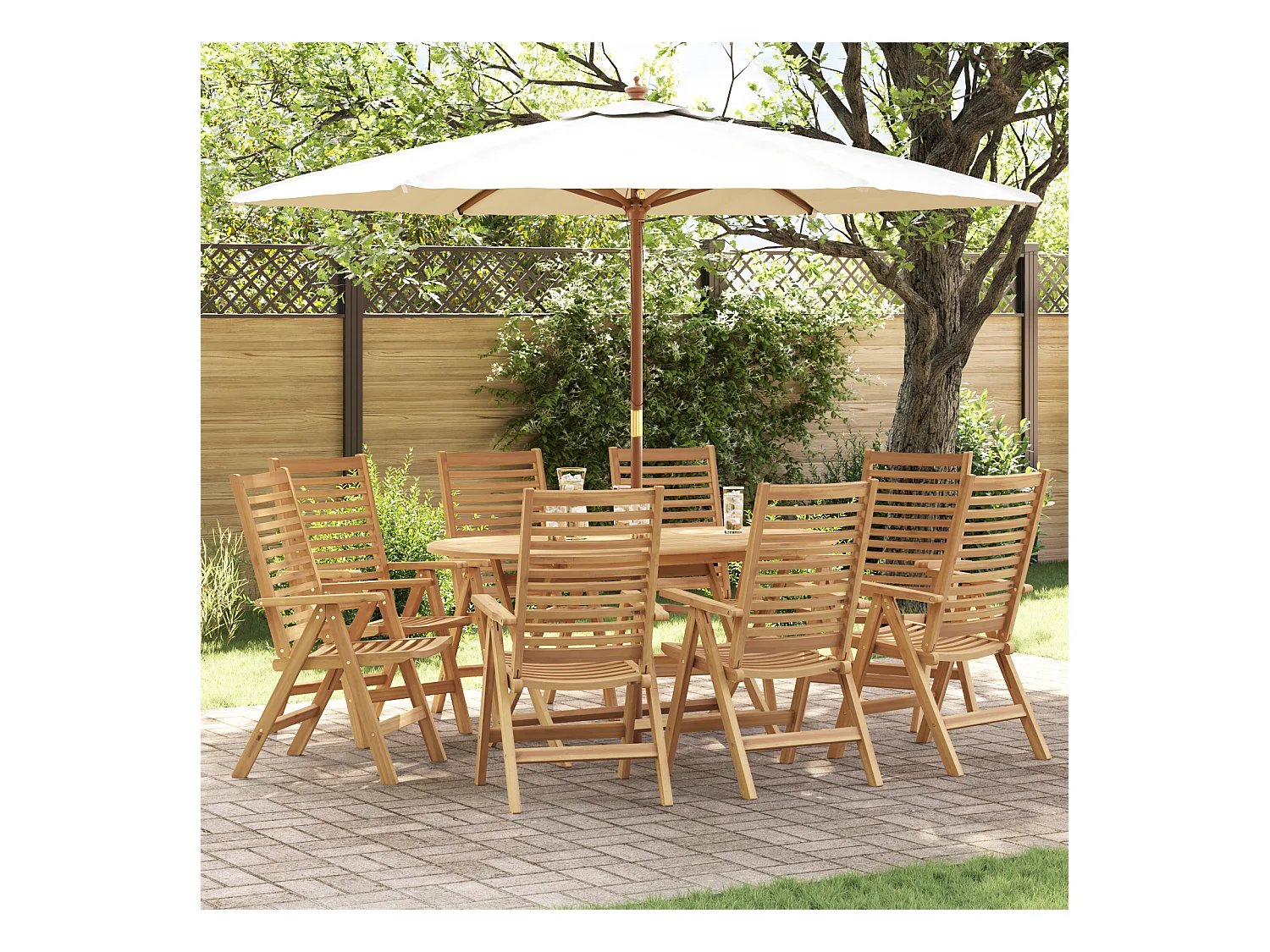 Chaises de jardin pliables 8 pcs en bois massif de teck