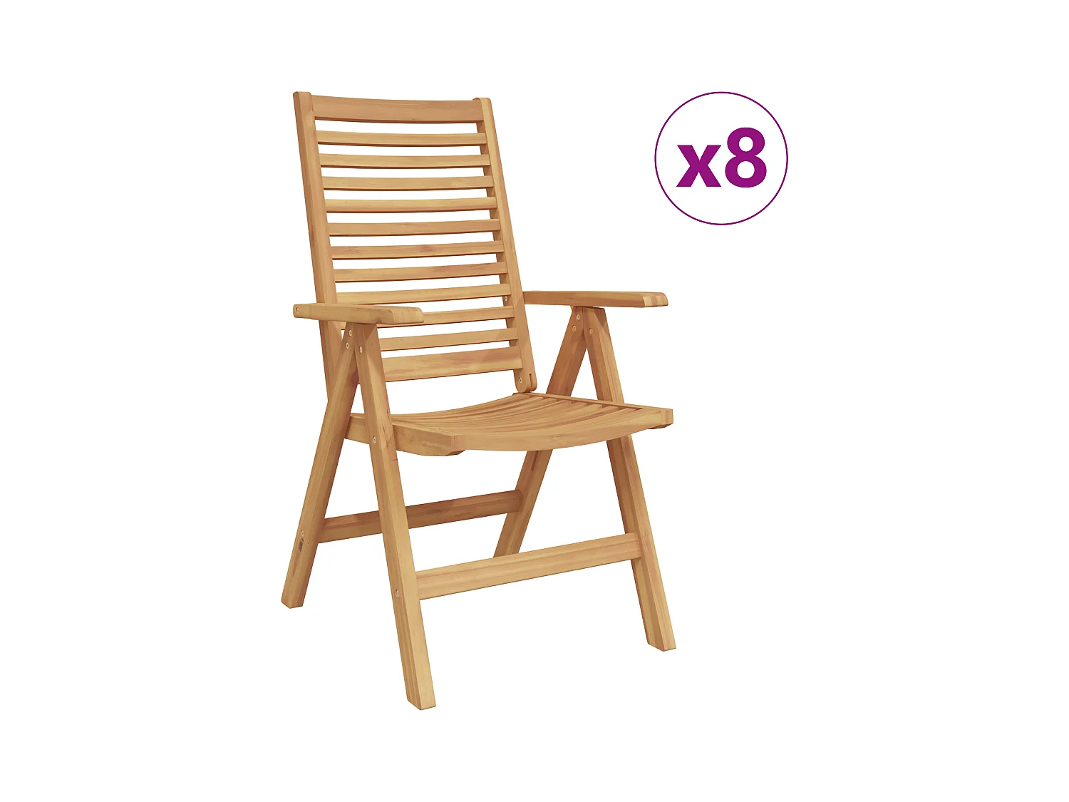 Chaises de jardin pliables 8 pcs en bois massif de teck