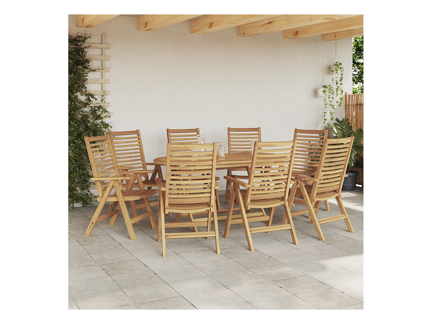 Chaises de jardin pliables 8 pcs en bois massif de teck