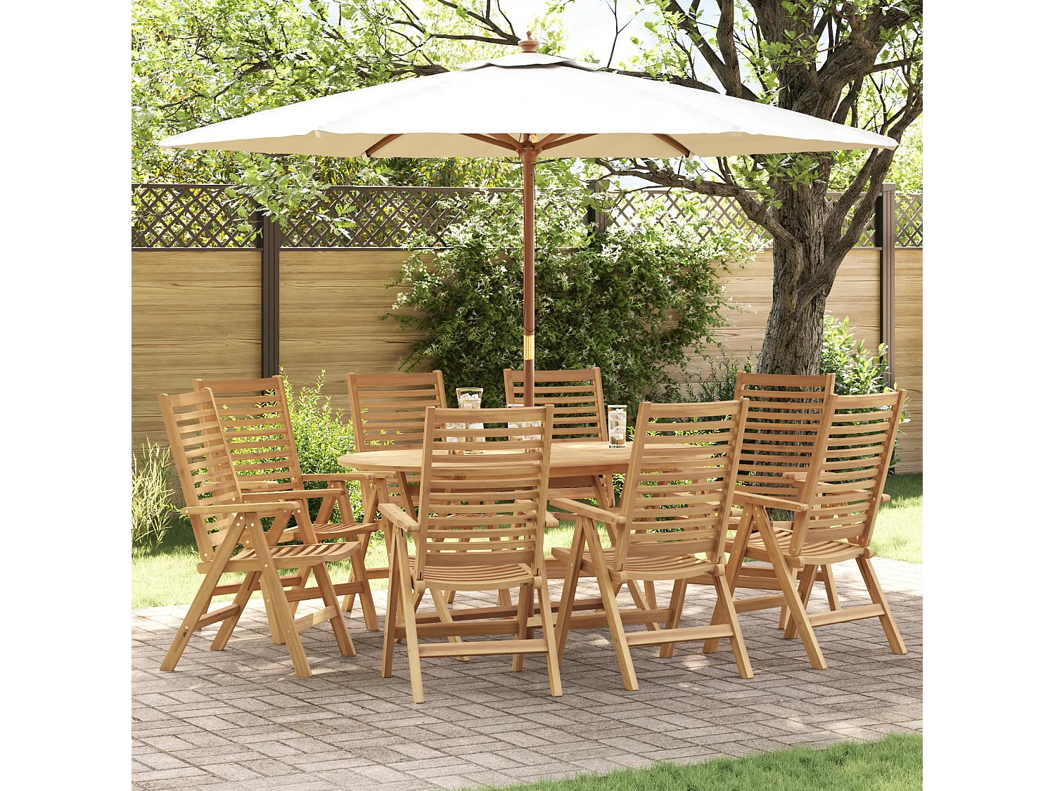 Chaises de jardin pliables 8 pcs en bois massif de teck