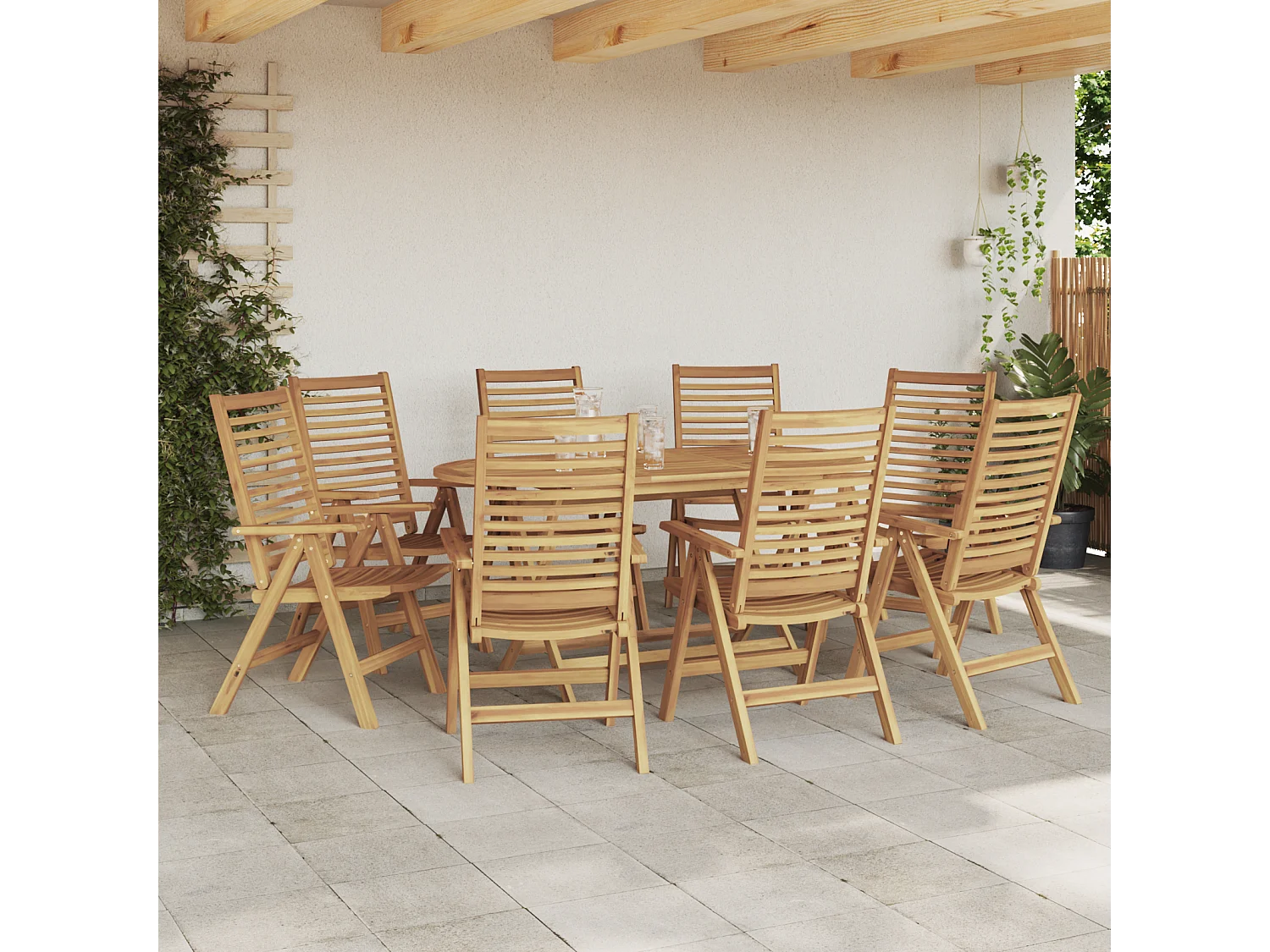 Chaises de jardin pliables 8 pcs en bois massif de teck