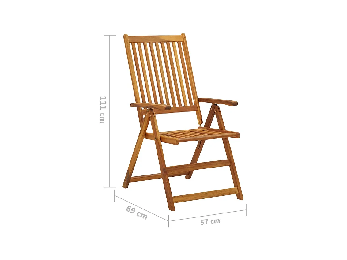 Chaises pliables de jardin avec coussins lot de 8 Bois d'acacia