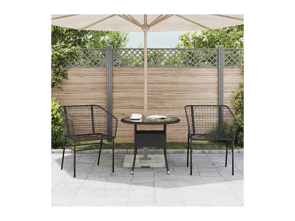 Chaises de jardin lot de 2 Noir Résine tressée