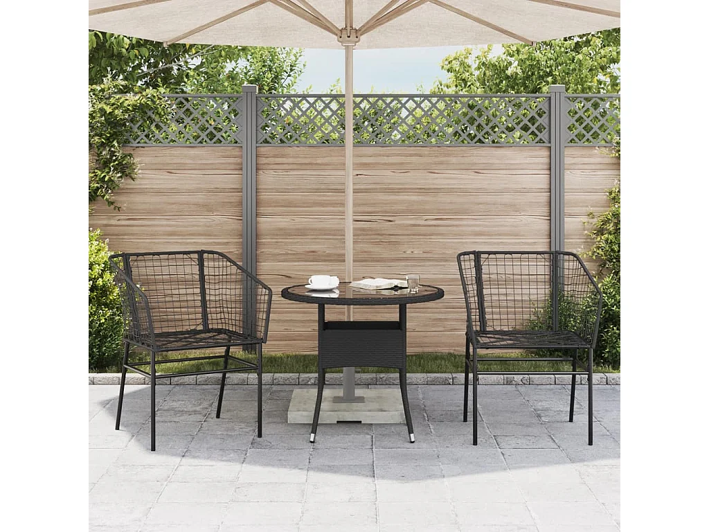 Chaises de jardin lot de 2 Noir Résine tressée