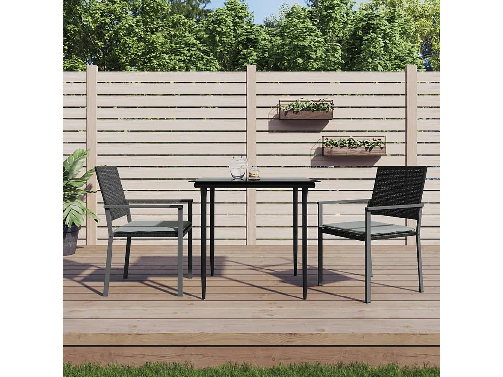 Chaises de jardin et coussins lot de 2 noir 54x62,5x89 cm rotin