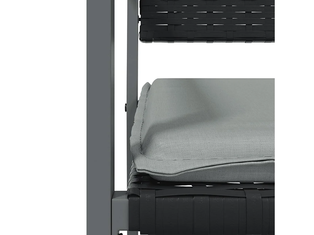 Chaises de jardin et coussins lot de 2 noir 54x62,5x89 cm rotin