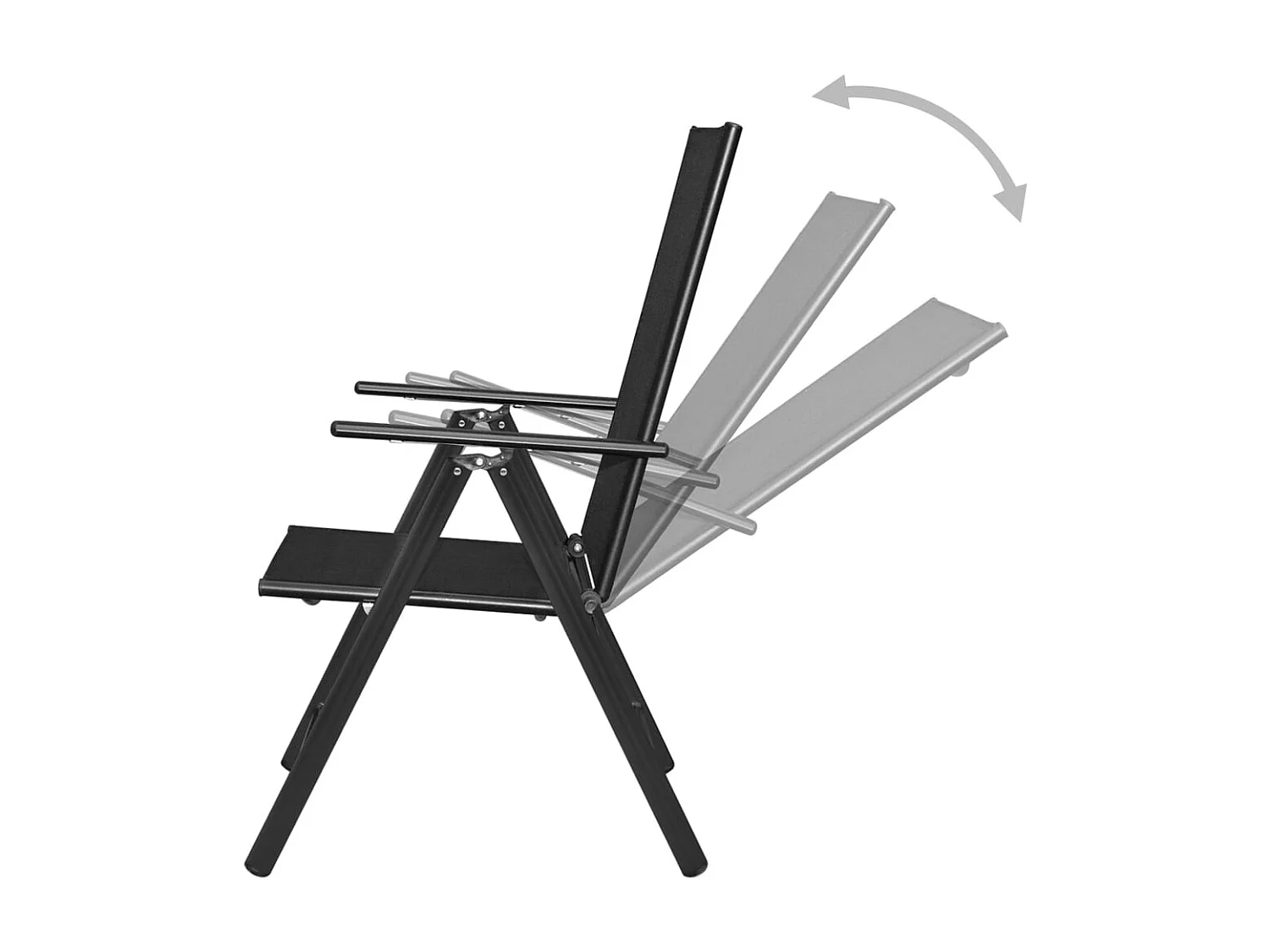 Chaises pliables de jardin lot de 4 Aluminium et textilène Noir