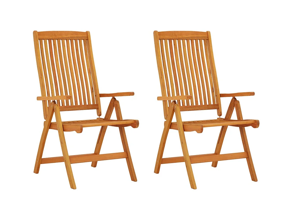 Chaises de jardin pliables lot de 2 Bois d'eucalyptus massif