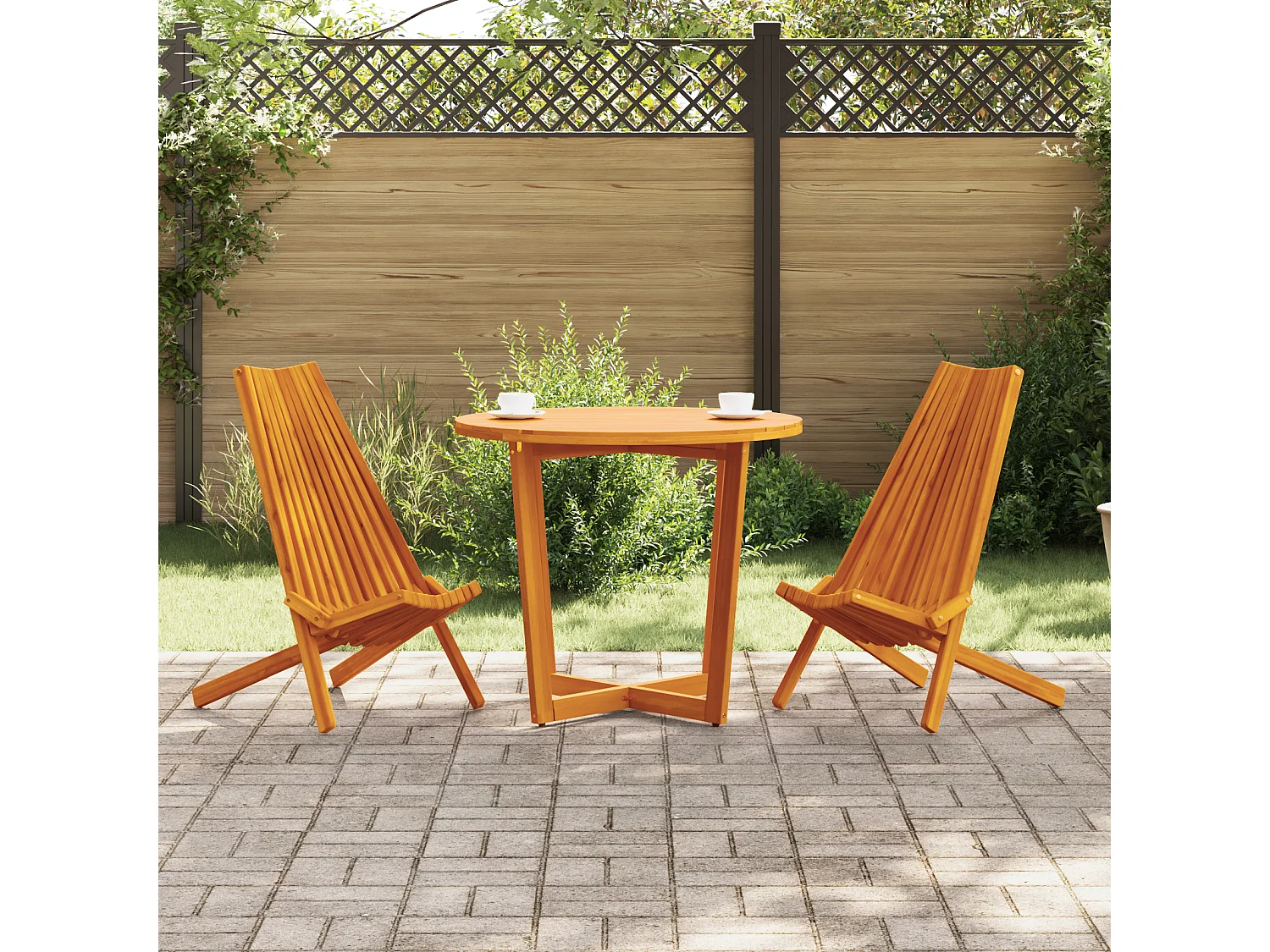 Chaises de Jardin Pliantes 2 pcs Bois Acacia