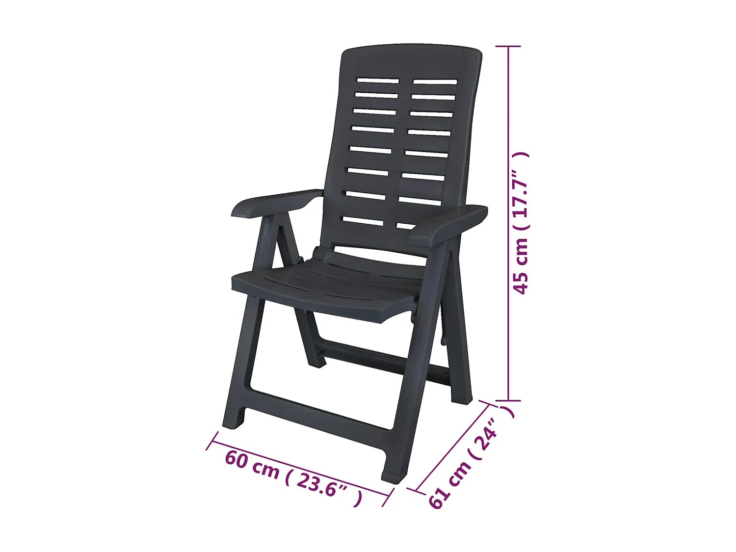 Chaises inclinables de jardin lot de 6 Plastique Anthracite