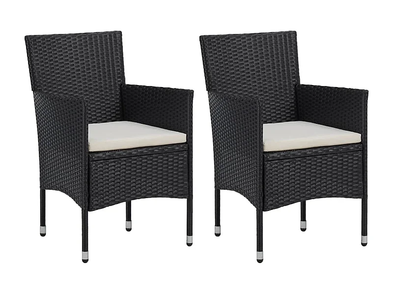 Chaises de jardin lot de 2 Résine tressée Noir