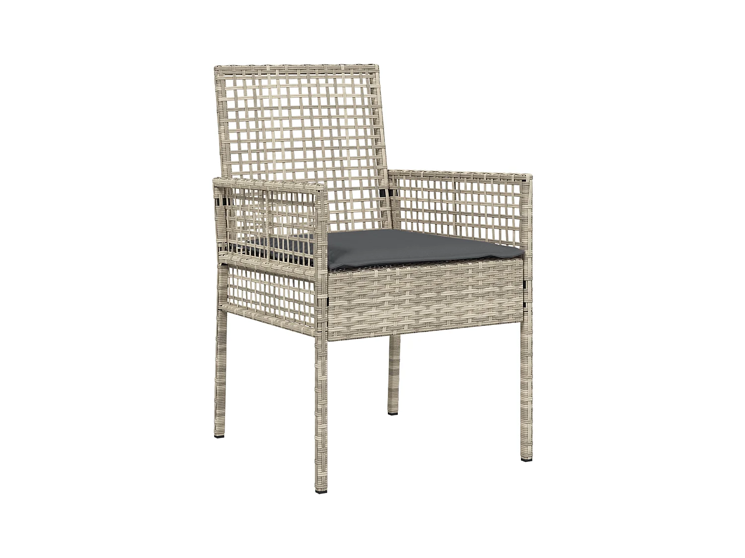 Chaises de jardin 2 pcs avec coussins Gris clair en poly rattan