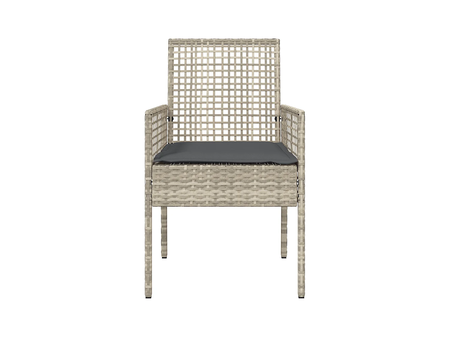 Chaises de jardin 2 pcs avec coussins Gris clair en poly rattan