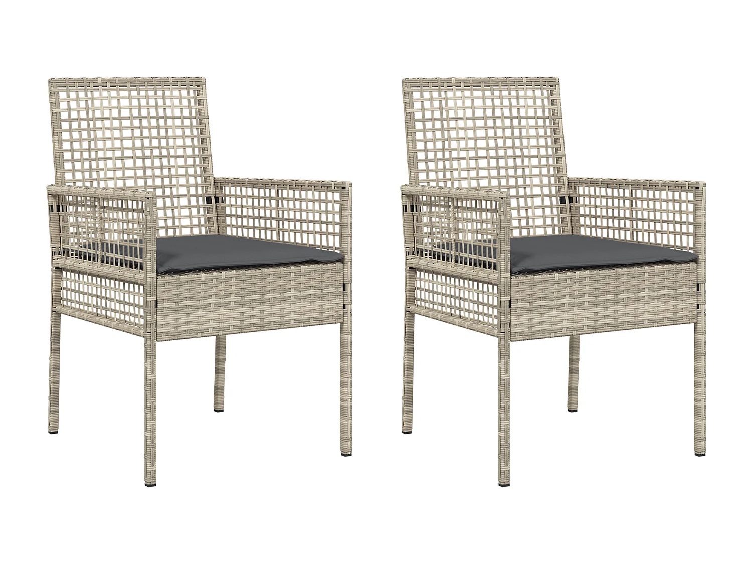 sillas de jardín con cojines de ratán sintético gris claro