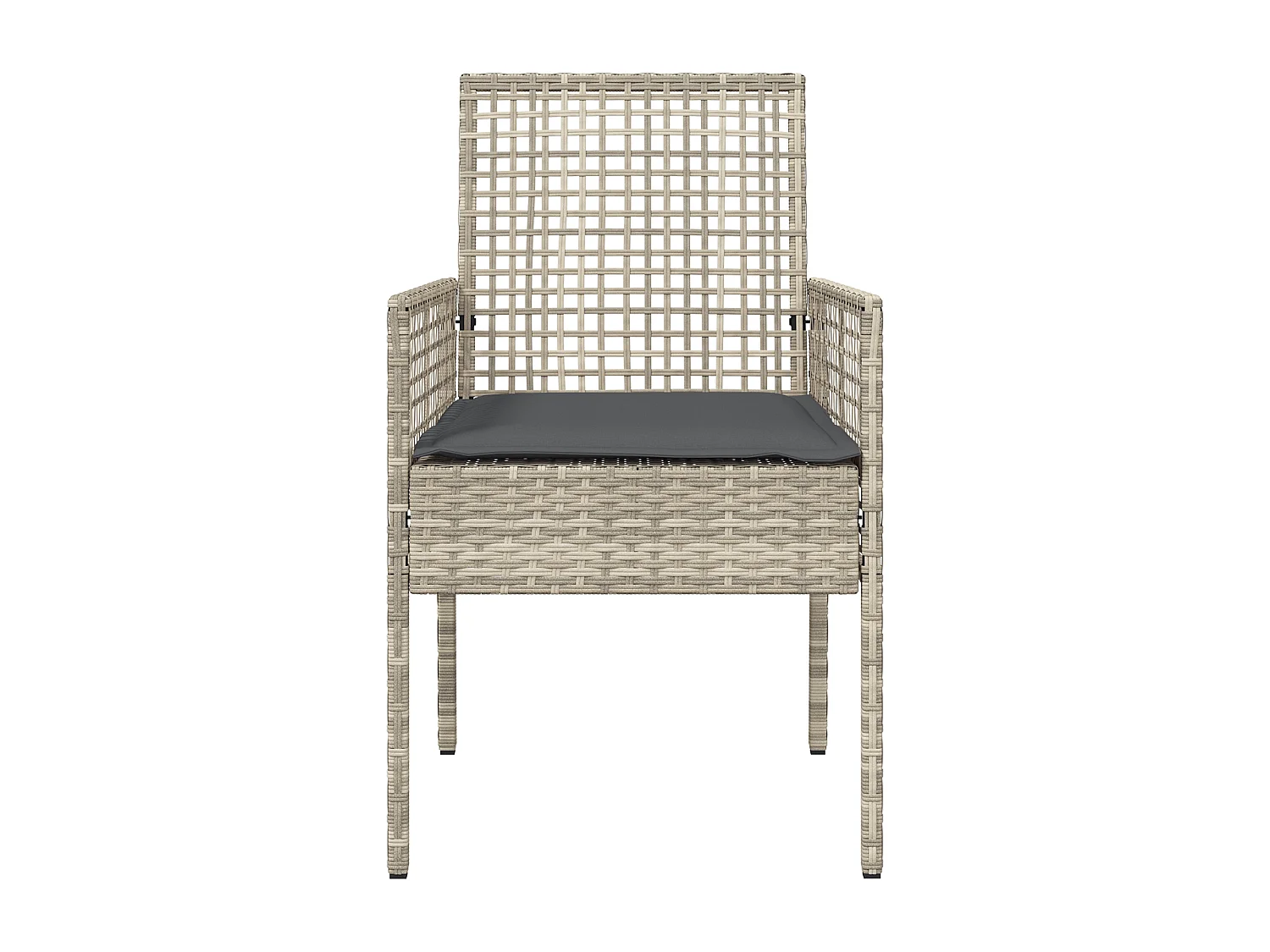 Chaises de jardin 2 pcs avec coussins Gris clair en poly rattan