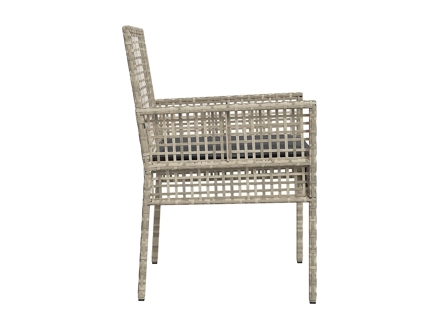 Chaises de jardin 2 pcs avec coussins Gris clair en poly rattan