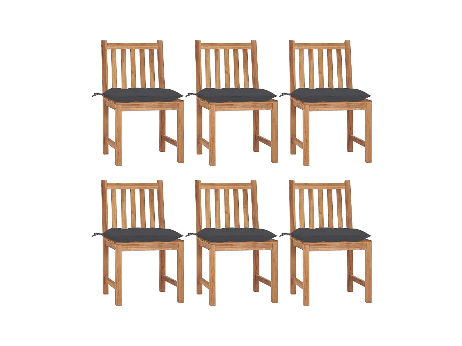 Chaises de jardin lot de 6 avec coussins Bois de teck massif