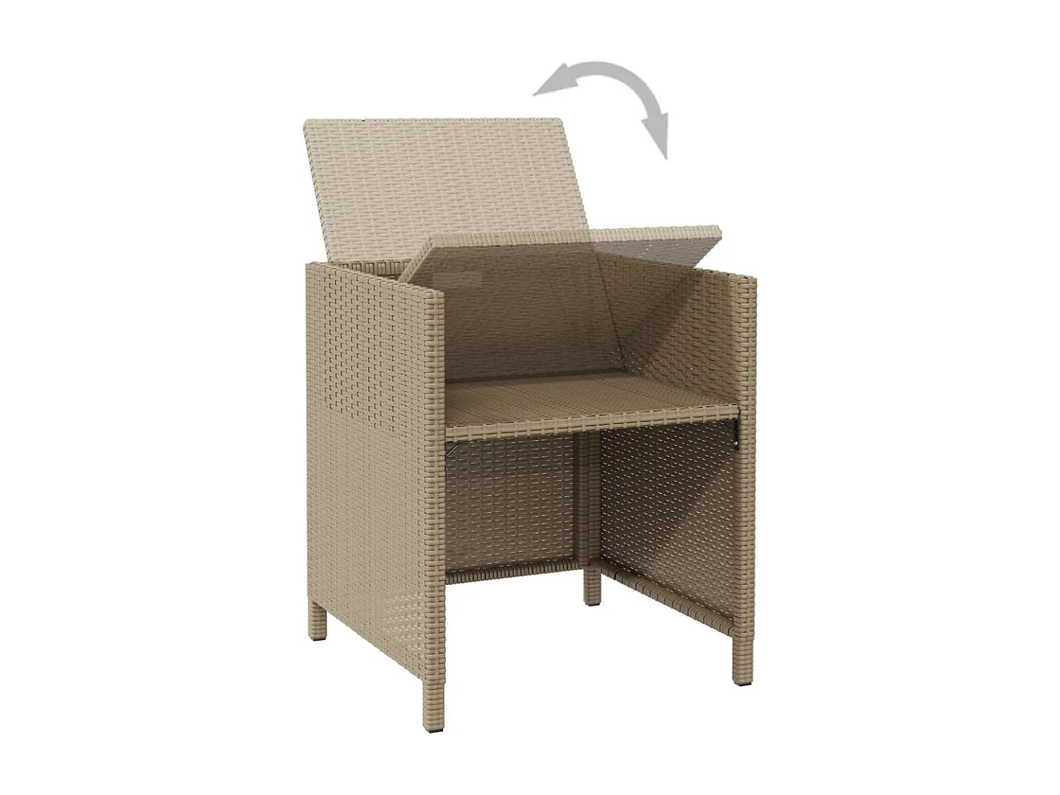 Juego de 4 sillas de jardín con cojines de resina tejida beige