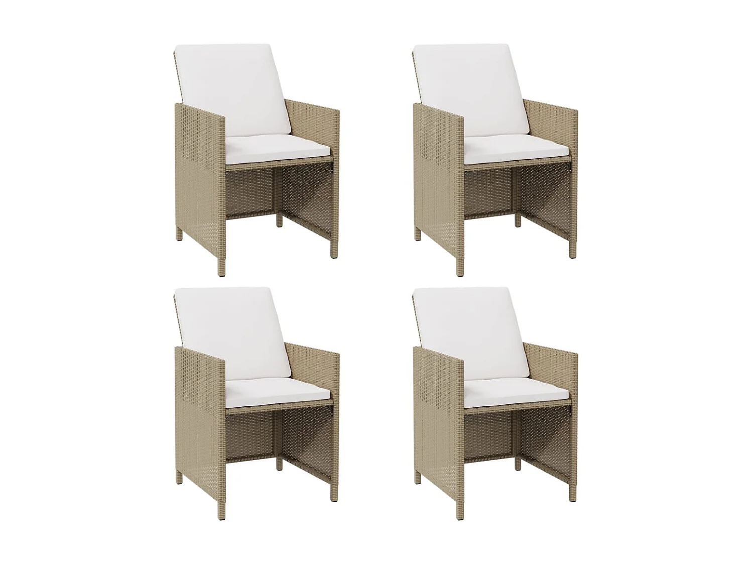 Chaises de jardin avec coussins lot de 4 Résine tressée Beige