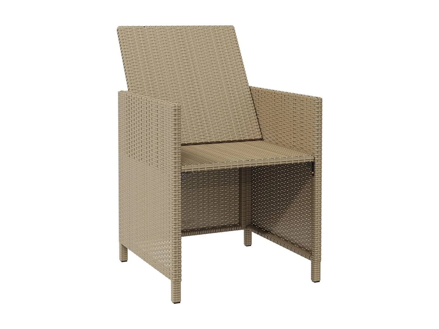 Chaises de jardin avec coussins lot de 4 Résine tressée Beige