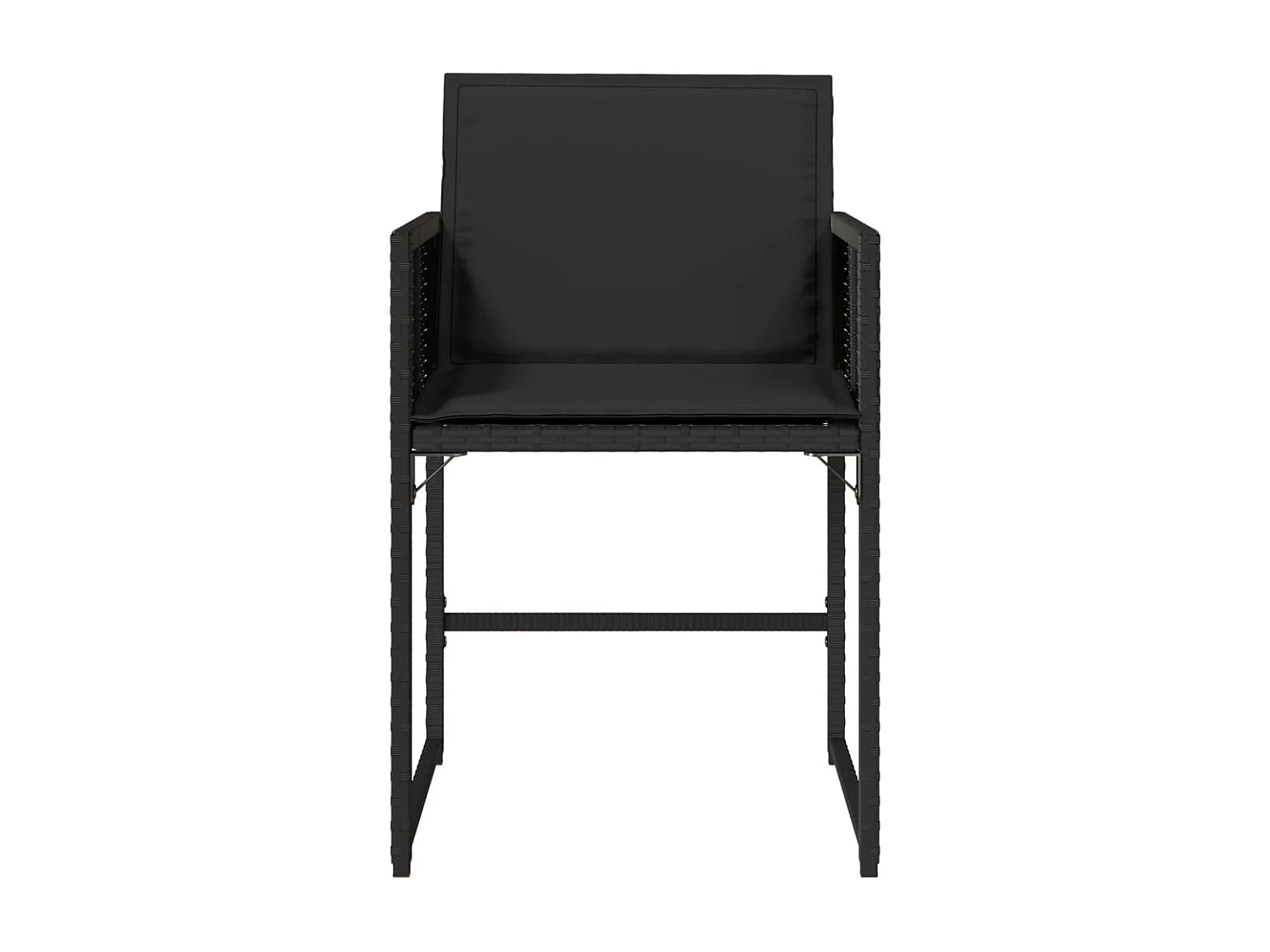 Conjunto de 4 sillas de jardín con cojines de mimbre negro