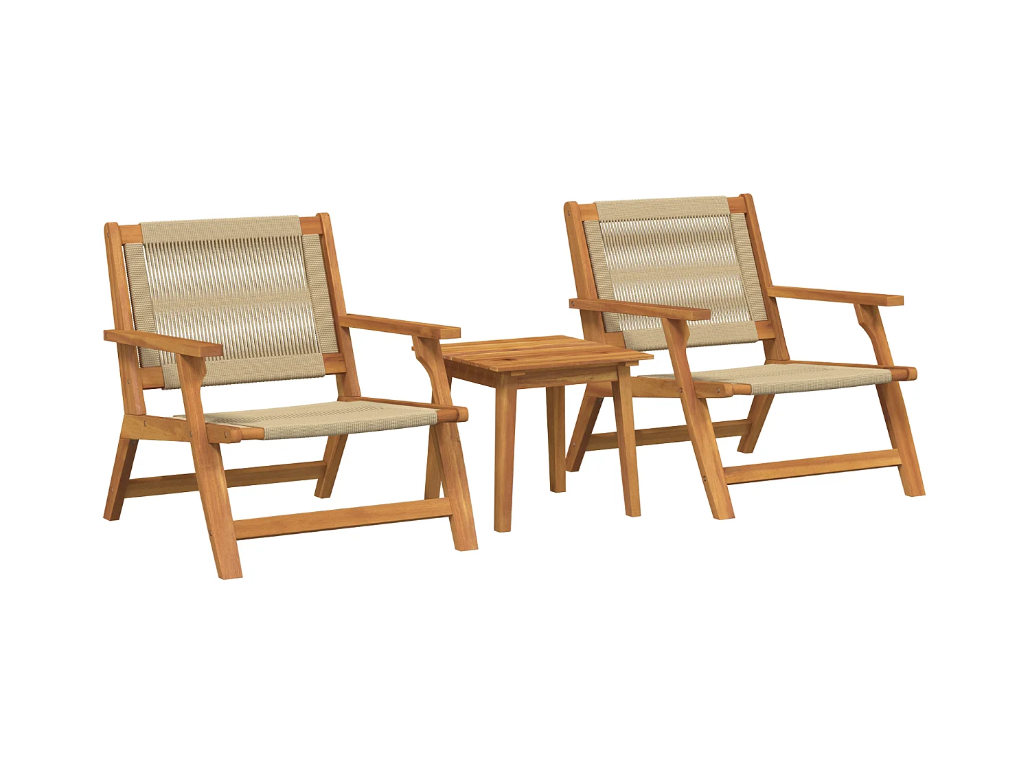 Ensemble de Chaises de Jardin avec Table - 3 Pièces en Bois d'Acacia Massif Beige