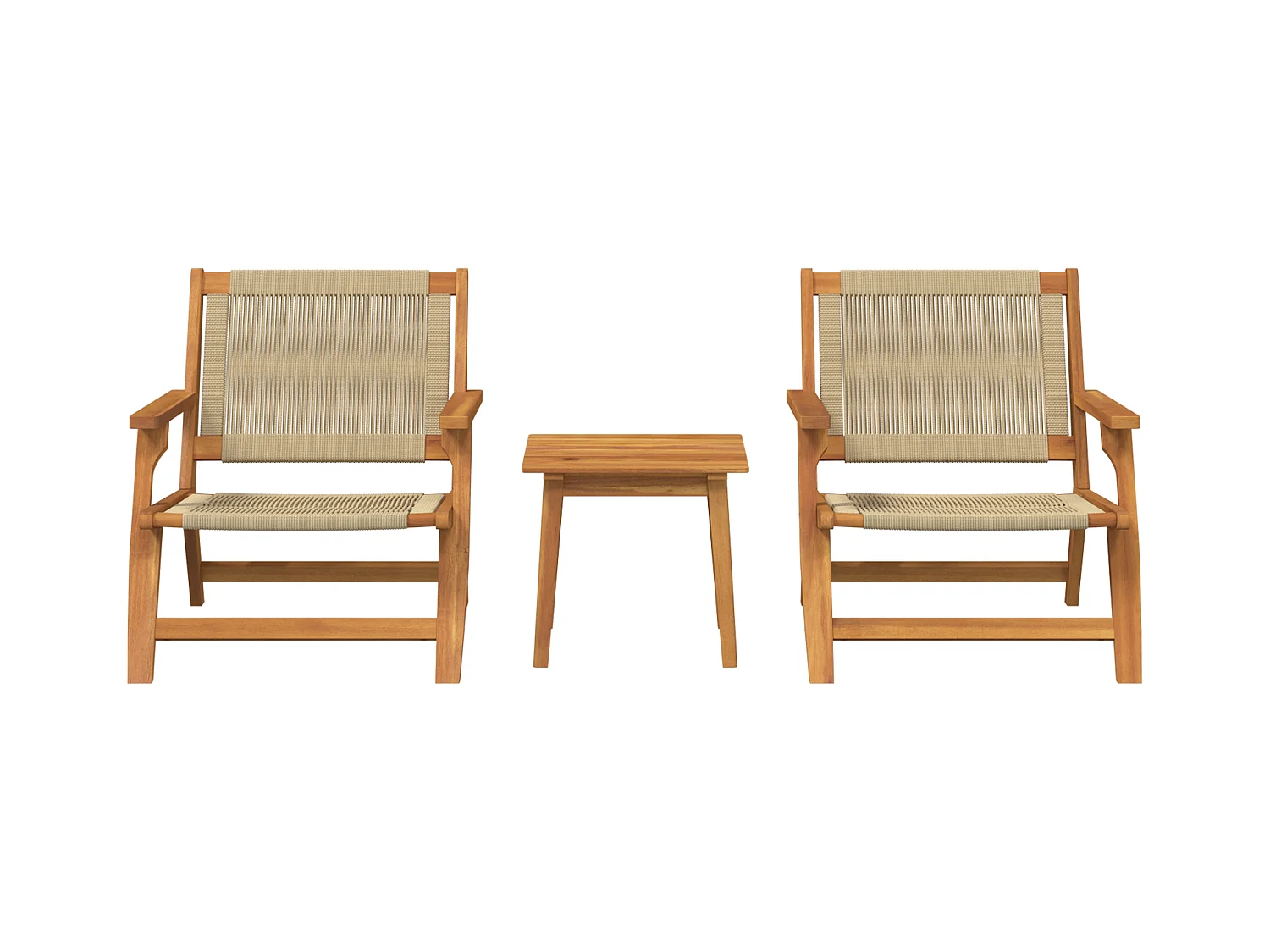 Ensemble de Chaises de Jardin avec Table - 3 Pièces en Bois d'Acacia Massif Beige