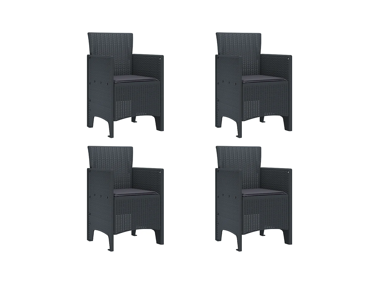 Tuinstoelen met kussens 4 stuks antraciet polyrotan