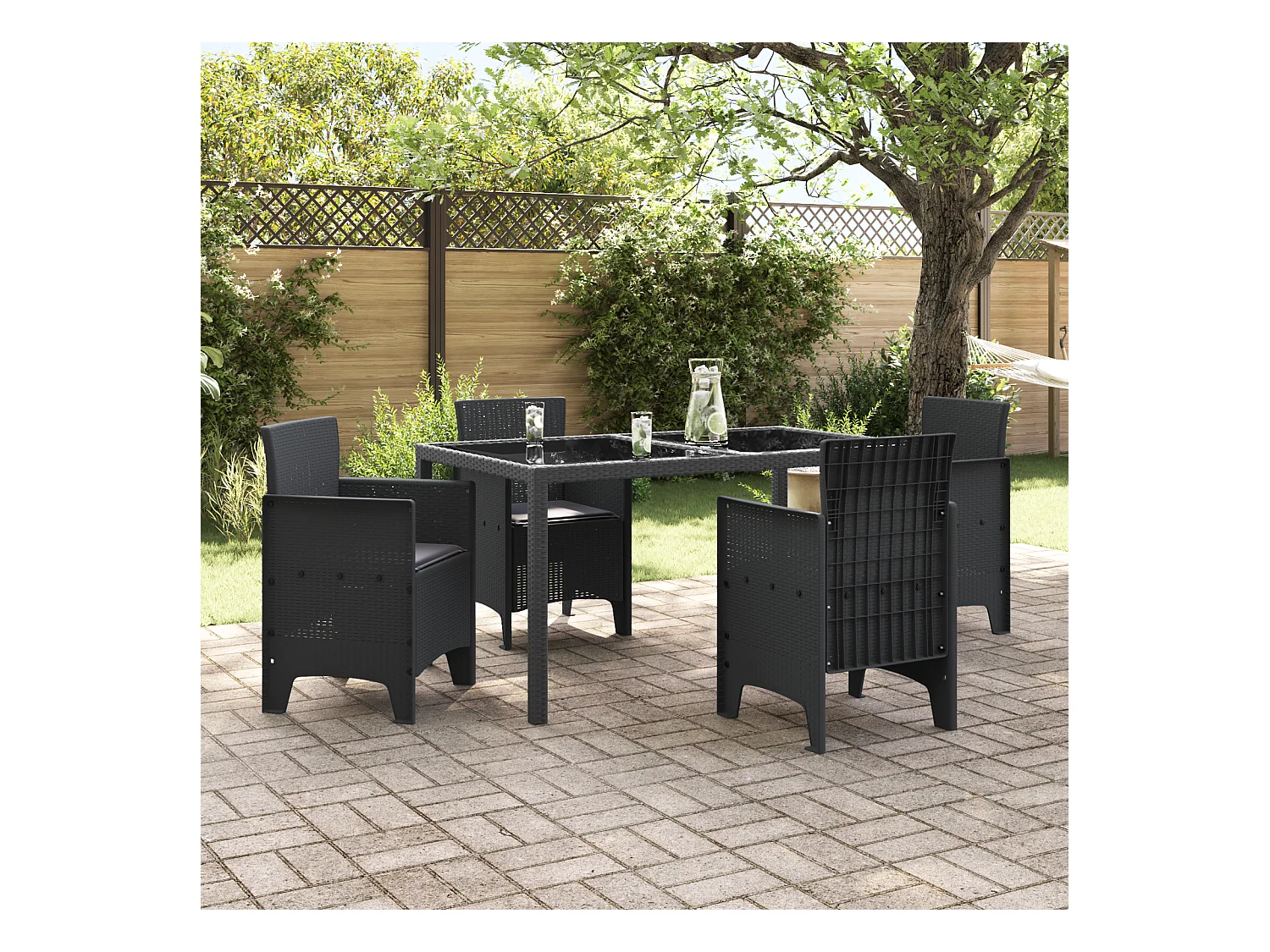 Tuinstoelen met kussens 4 stuks antraciet polyrotan