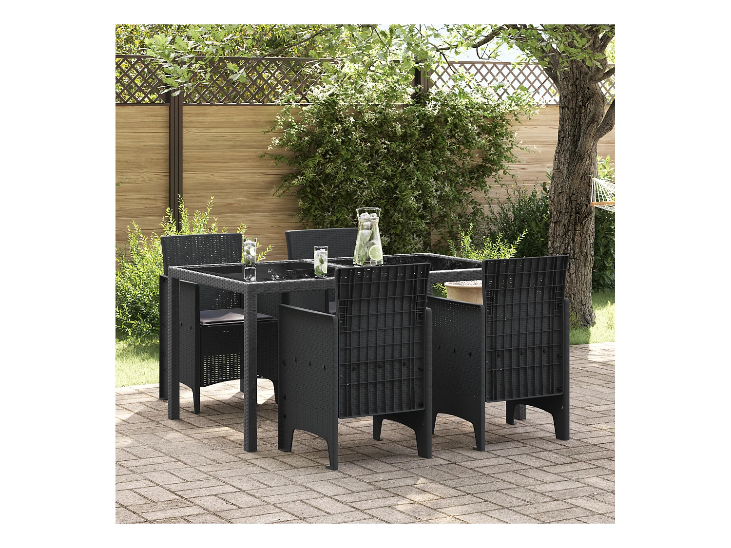Chaises de jardin avec coussins 4 pcs anthracite poly rotin