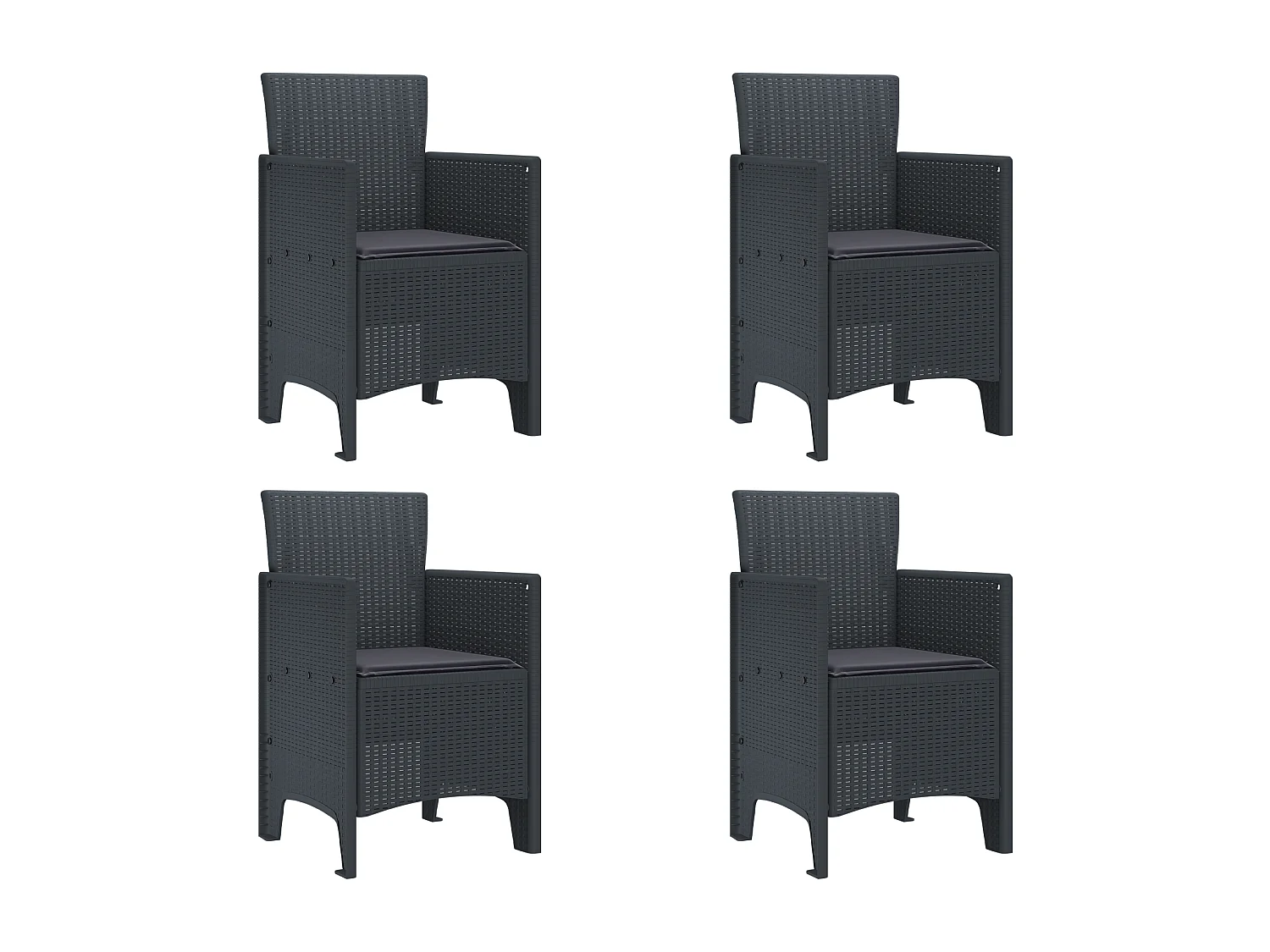 Chaises de jardin avec coussins 4 pcs anthracite poly rotin