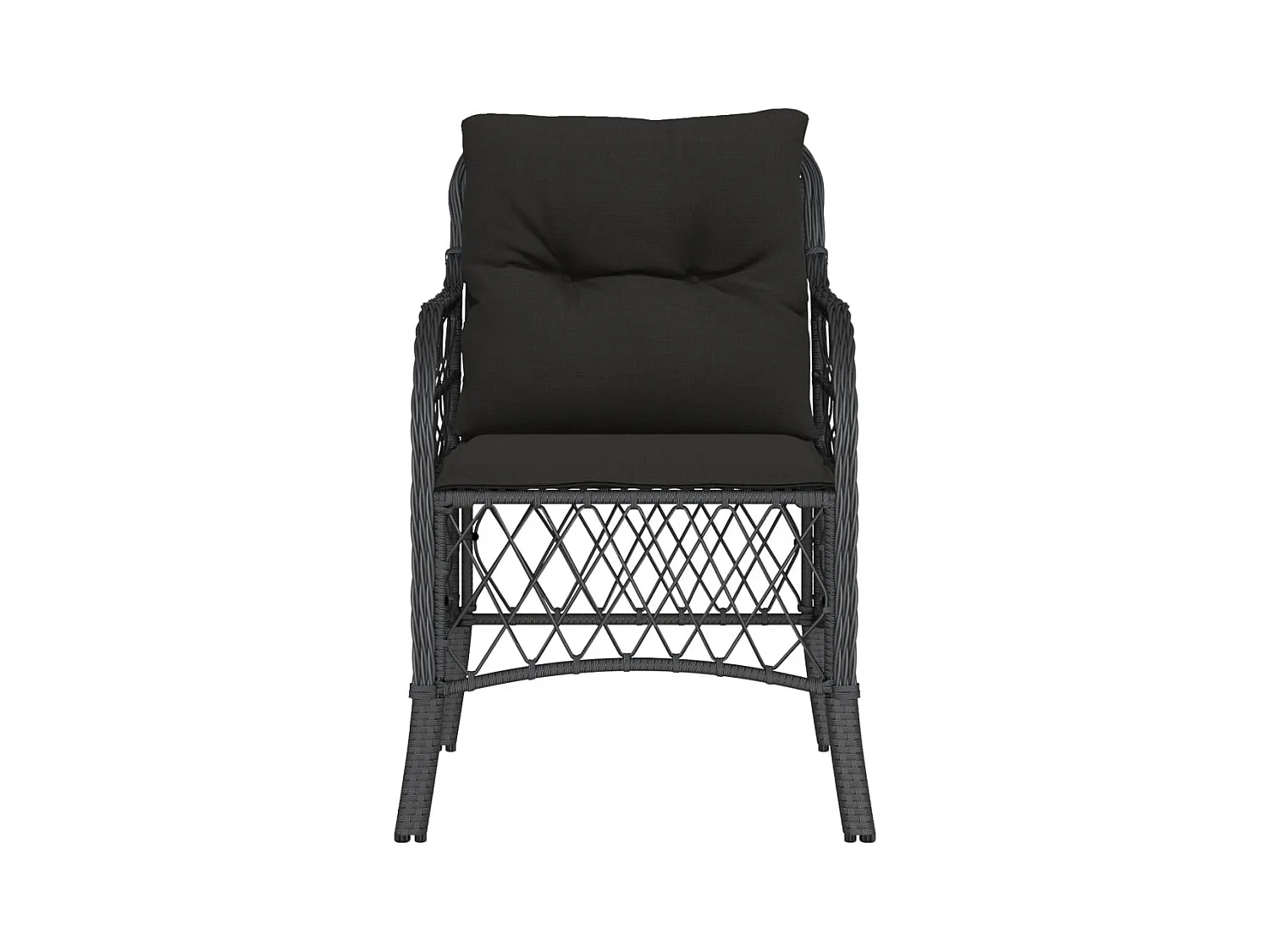 Chaises de jardin avec coussins lot de 2 noir résine tressée