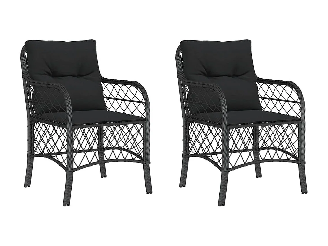 Chaises de jardin avec coussins lot de 2 noir résine tressée