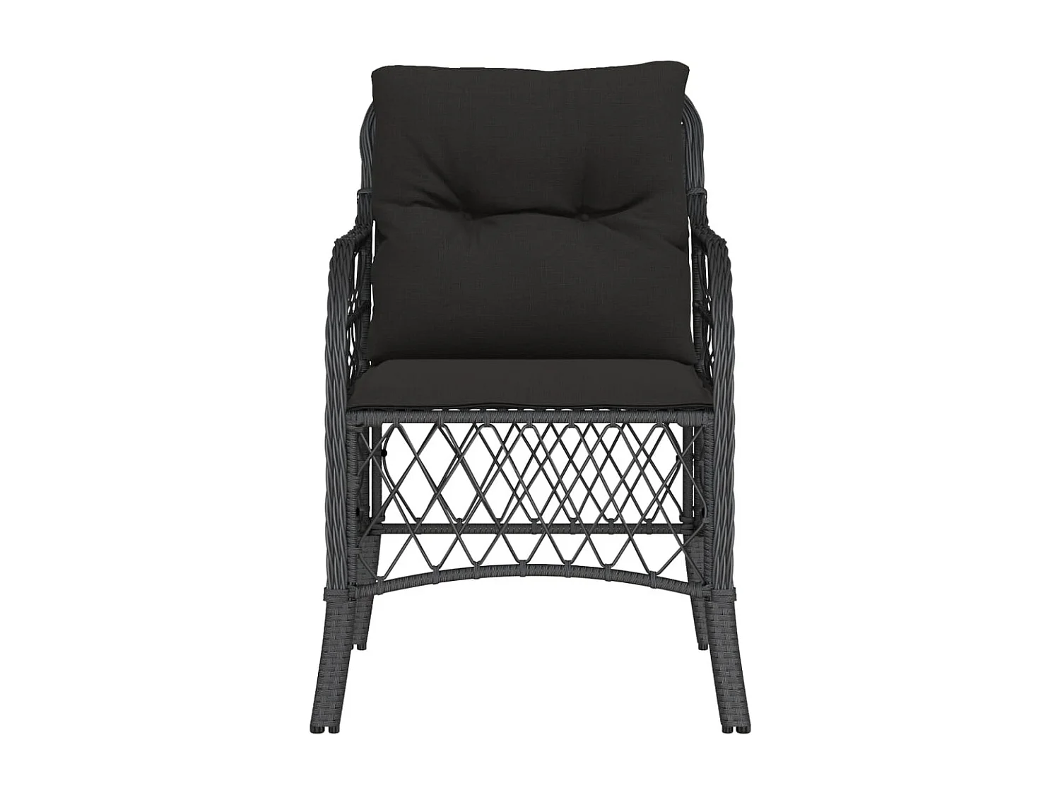 Chaises de jardin avec coussins lot de 2 noir résine tressée