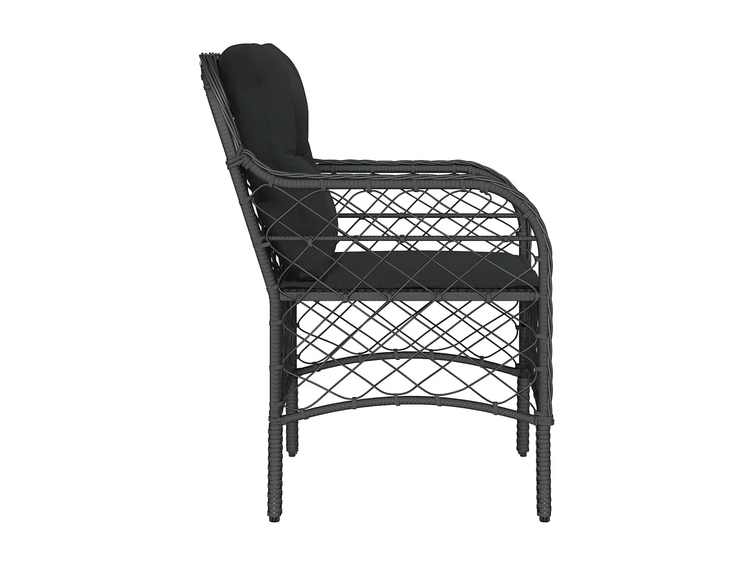 Chaises de jardin avec coussins lot de 2 noir résine tressée