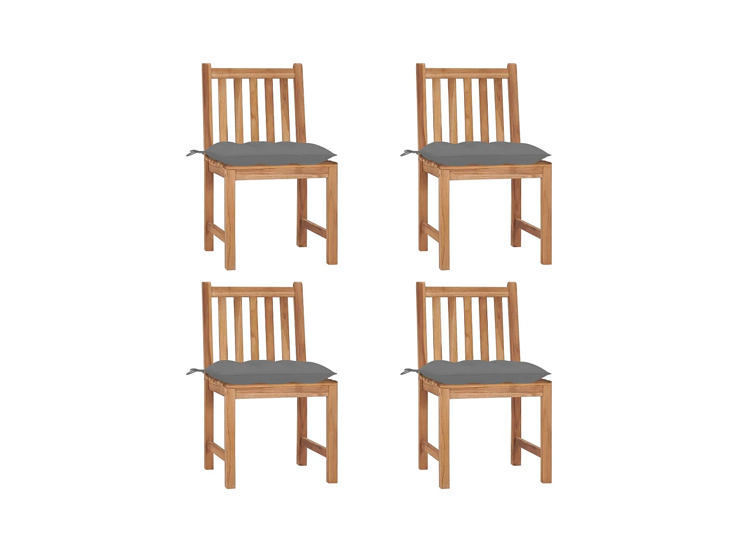 Chaises de jardin lot de 4 avec coussins Bois de teck massif