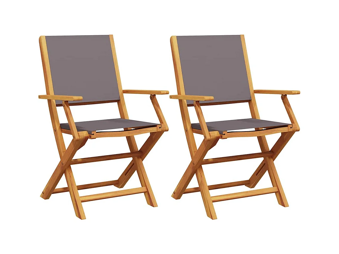 Tuinstoelen set van 2 antraciet massief acaciahout stof