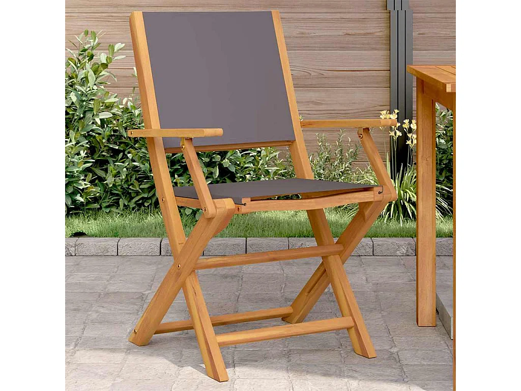 Chaises de jardin lot de 2 anthracite bois acacia massif tissu