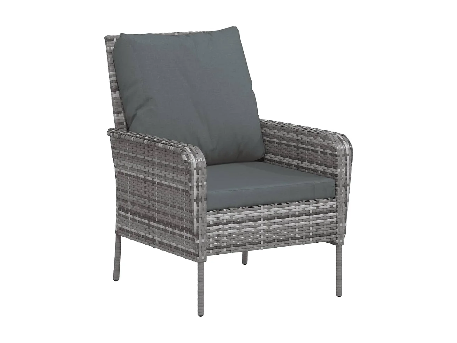 Silla de jardín con taburete de mimbre de resina gris