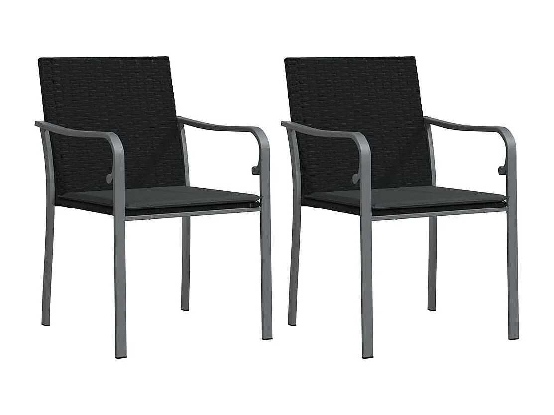 Chaises de jardin avec coussins lot de 2 noir 56x59x84 cm rotin