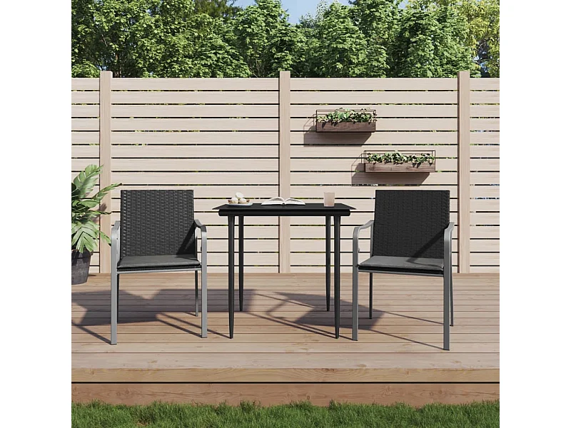Chaises de jardin avec coussins lot de 2 noir 56x59x84 cm rotin