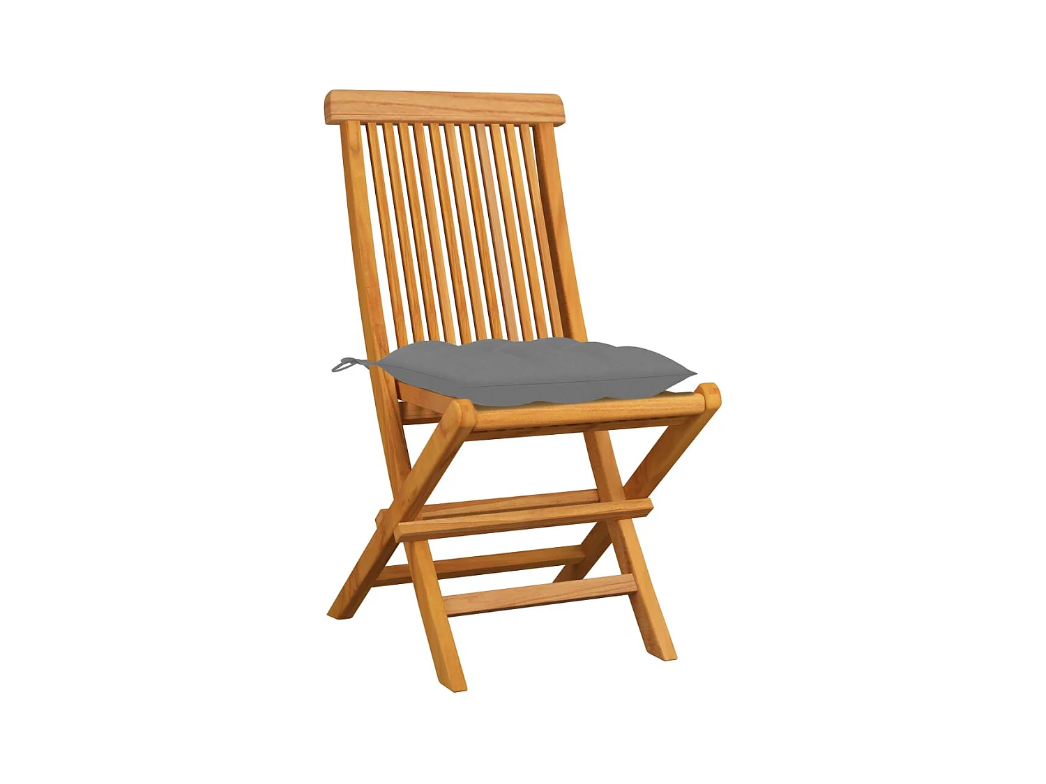 Set di 8 sedie da giardino e cuscini grigi in legno massello di teak